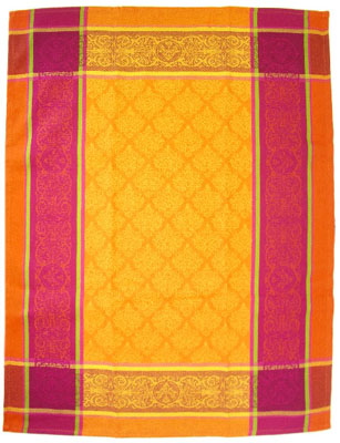 Set of 3 French Jacquard dish cloths (prestige. orange) - Click Image to Close